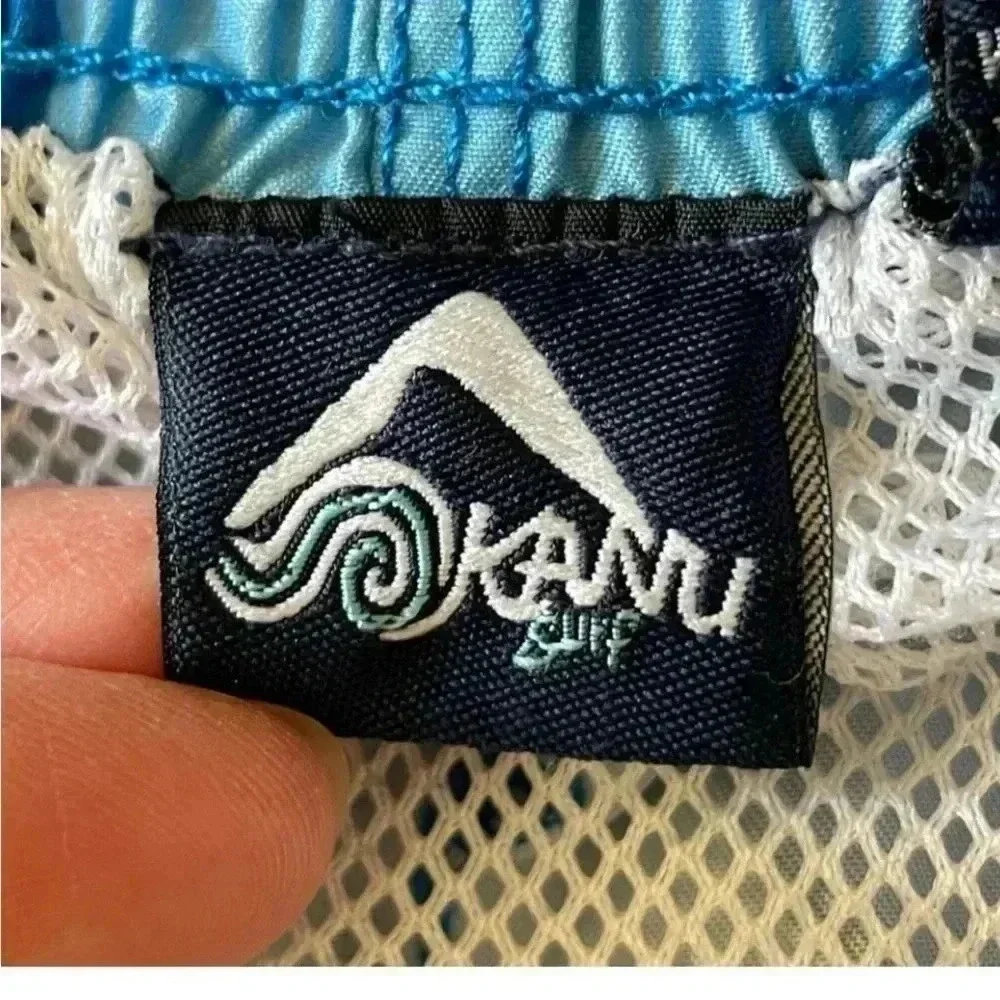 Okanu Surf Dolphine Blue White Boys Swimming Board Short Pants SZ L (7)